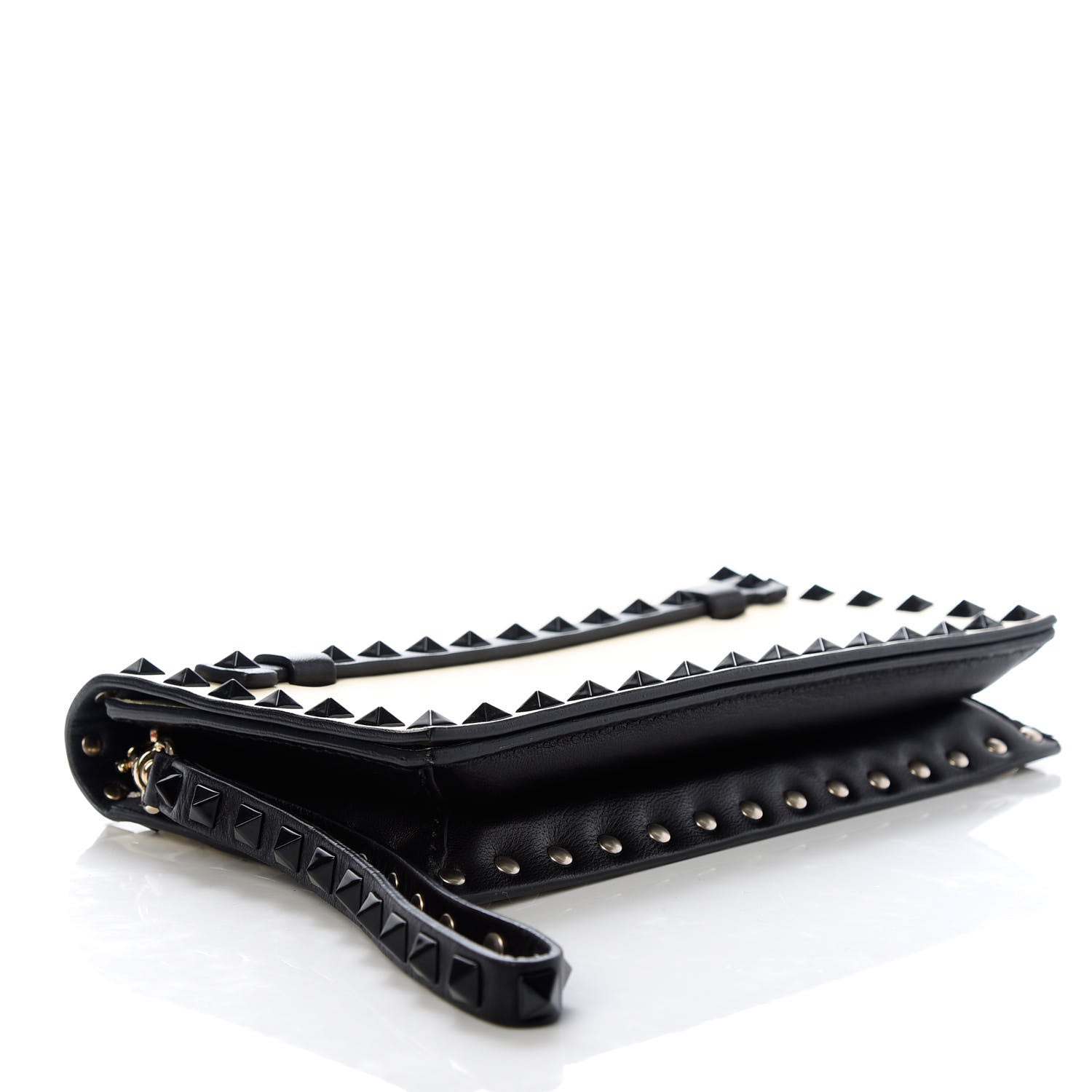 Valentino Garavani Nappa Small Rockstud Wristlet Clutch Light Ivory Black 4 of 6