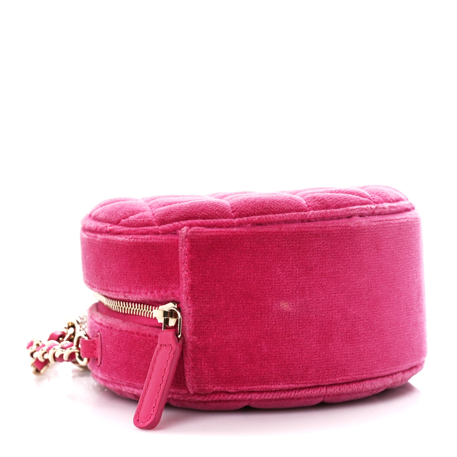 Chanel Velvet Round Quilted Pearl Crush Clutch With Chain 4 of 11