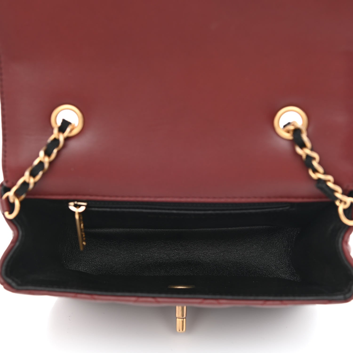 Chanel Lambskin Quilted Mini Two Tone Day Flap Burgundy 5 of 10