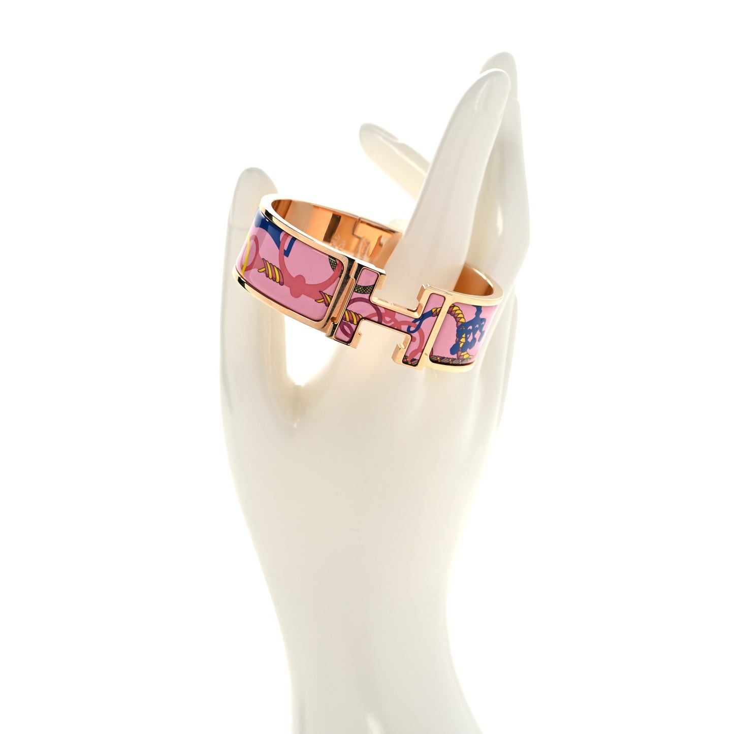 Enamel Printed Panoplie Equestre Clic H Bracelet GM Pink Delirium