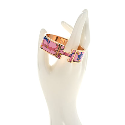 Hermes Enamel Printed Panoplie Equestre Clic H Bracelet GM Pink Delirium 2 of 5
