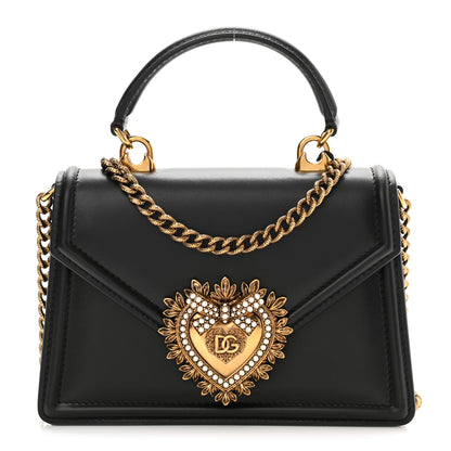 Dolce & Gabbana Smooth Calfskin Small Devotion Envelope Top Handle Bag Black 1 of 7