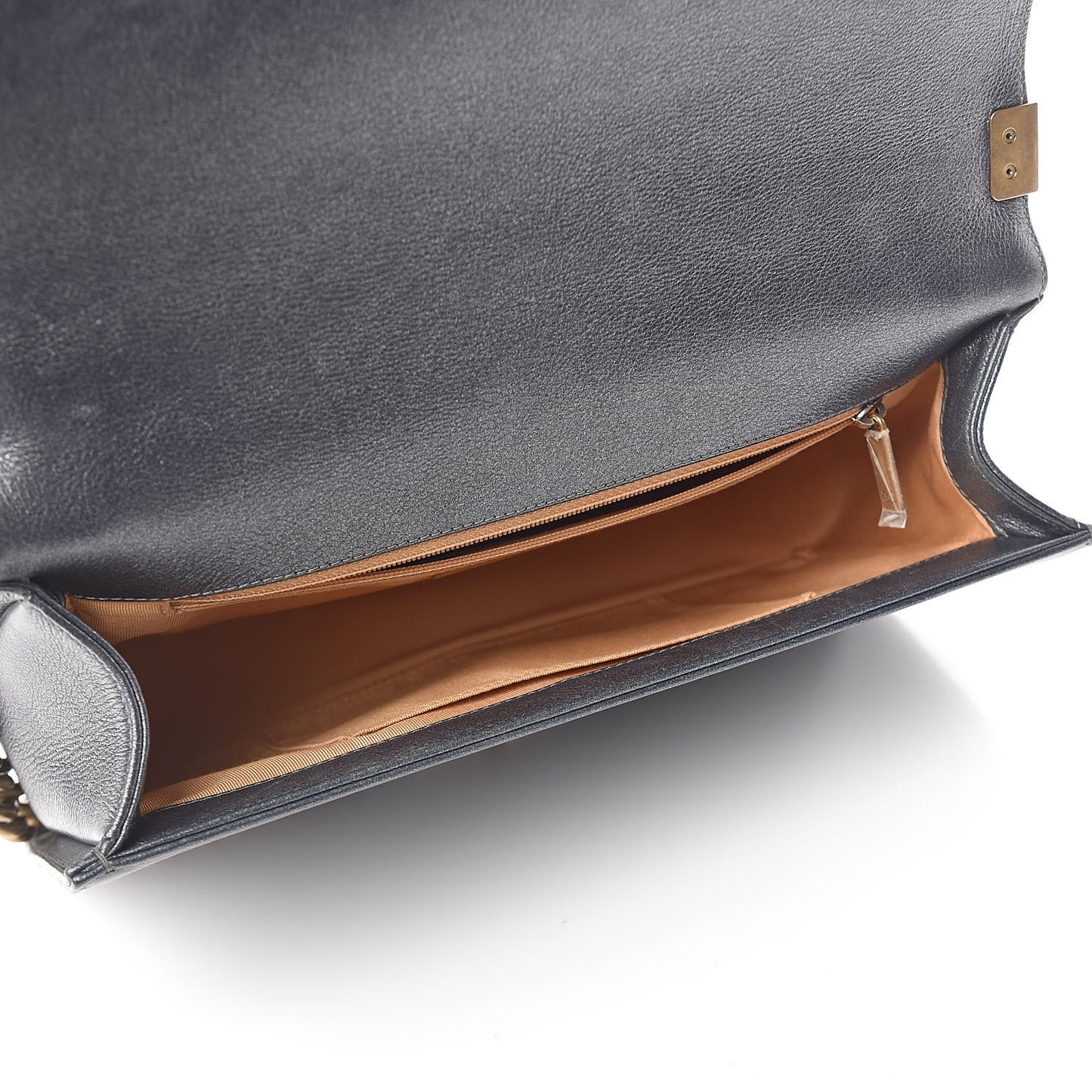 Pearl Calfskin New Medium Boy Flap Dark Grey