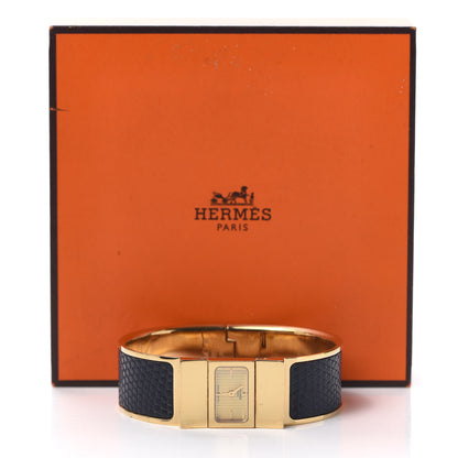 Hermes Stainless Steel Lizard 19mm Loquet Quartz Watch Bleu Petrole 5 of 5