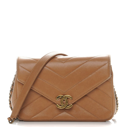 Chanel Lambskin Chevron Mini Coco Envelope Flap Beige 1 of 10
