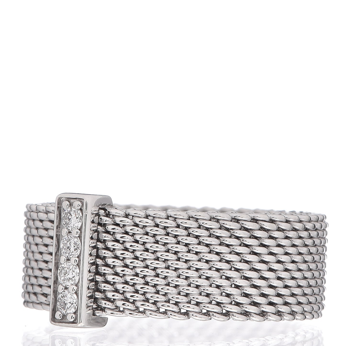 Sterling Silver Diamond Somerset Mesh Ring 52 6
