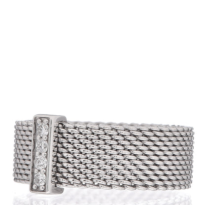 Tiffany Sterling Silver Diamond Somerset Mesh Ring 52 6 3 of 5