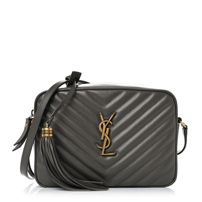 Saint Laurent Calfskin Matelasse Monogram Lou Camera Bag Grey Kaki 2 of 17