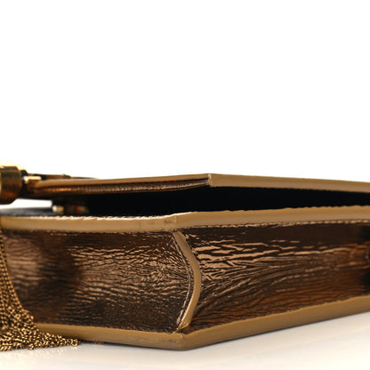 Saint Laurent Metallic Crackled Calfskin Classic Monogram Kate Tassel Satchel Gold 9 of 11