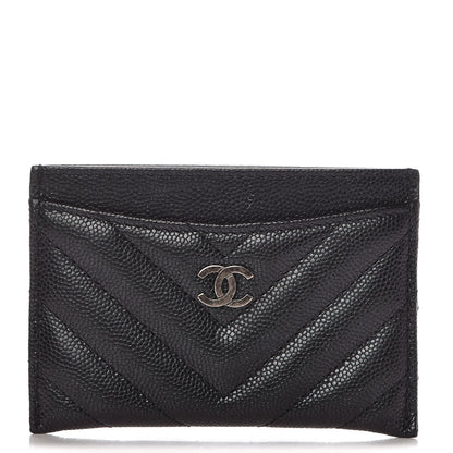 Chanel Iridescent Caviar Chevron Quilted Card Holder Black 1 of 10