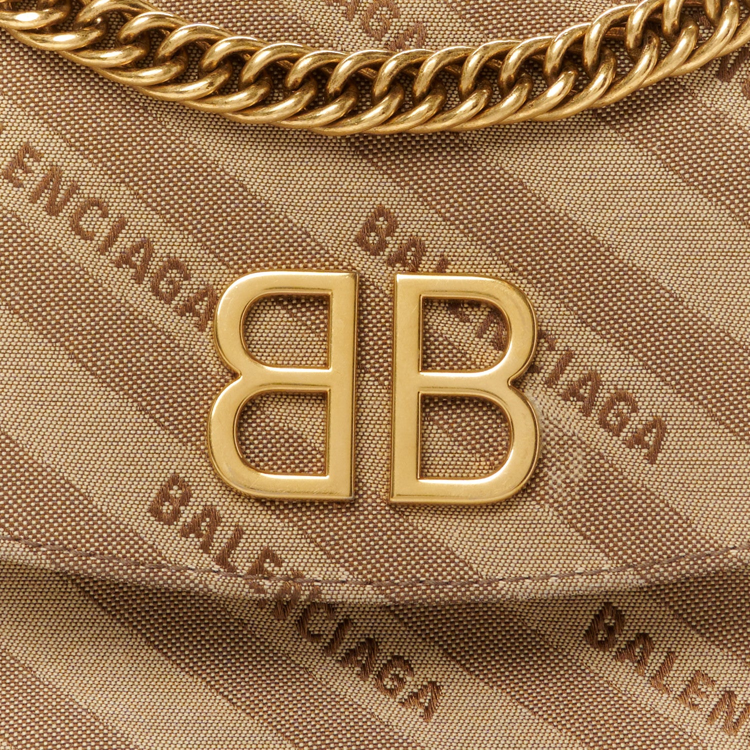 Balenciaga Jacquard Logo Matelasse S BB Round Shoulder Bag Beige Brown 8 of 10