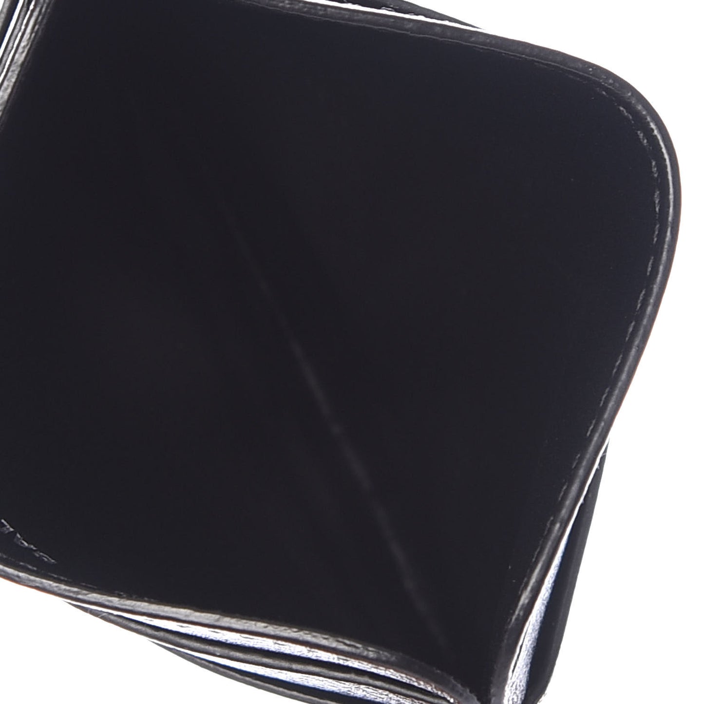 Grained Calfskin Logo Cash Rounded Card Holder Black White