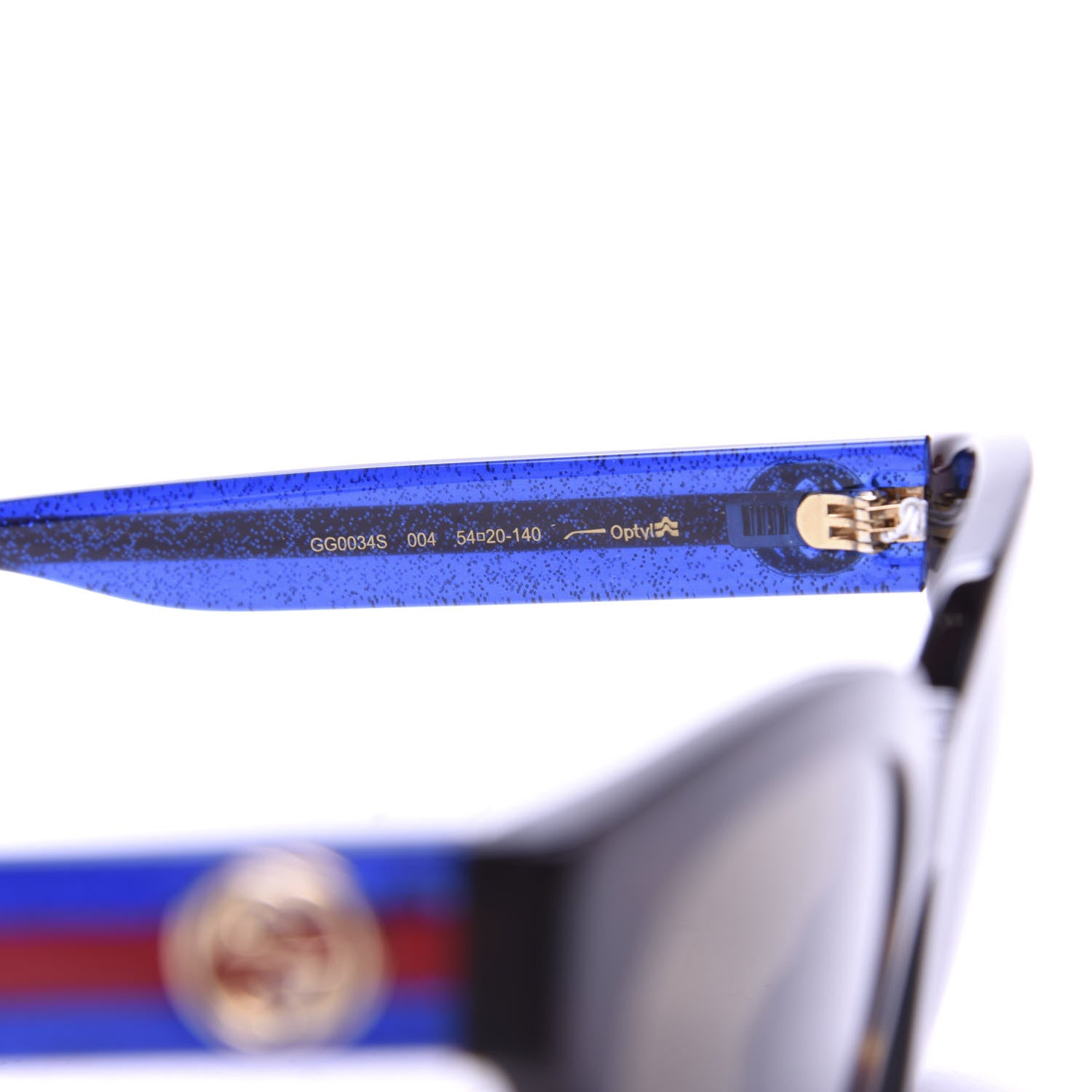 Gucci Square Frame Glitter Sunglasses GG0034SA Tortoise Blue 6 of 7