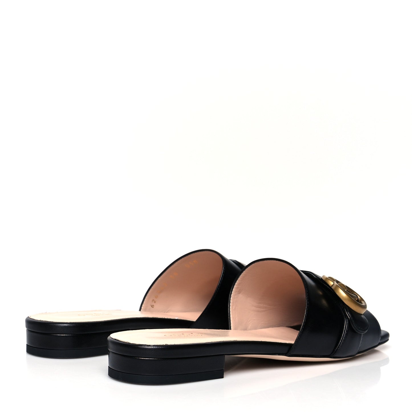 Malaga Kid GG Marmont Flat Slide Sandals 38 Black