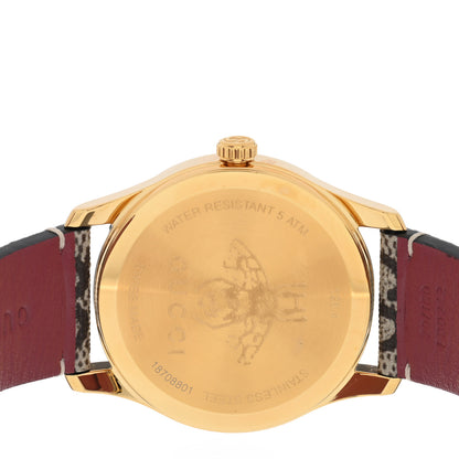 Gucci Stainless Steel Canvas 38mm G-Timeless Supreme GG Blooms Quartz Watch Brown 4 of 5