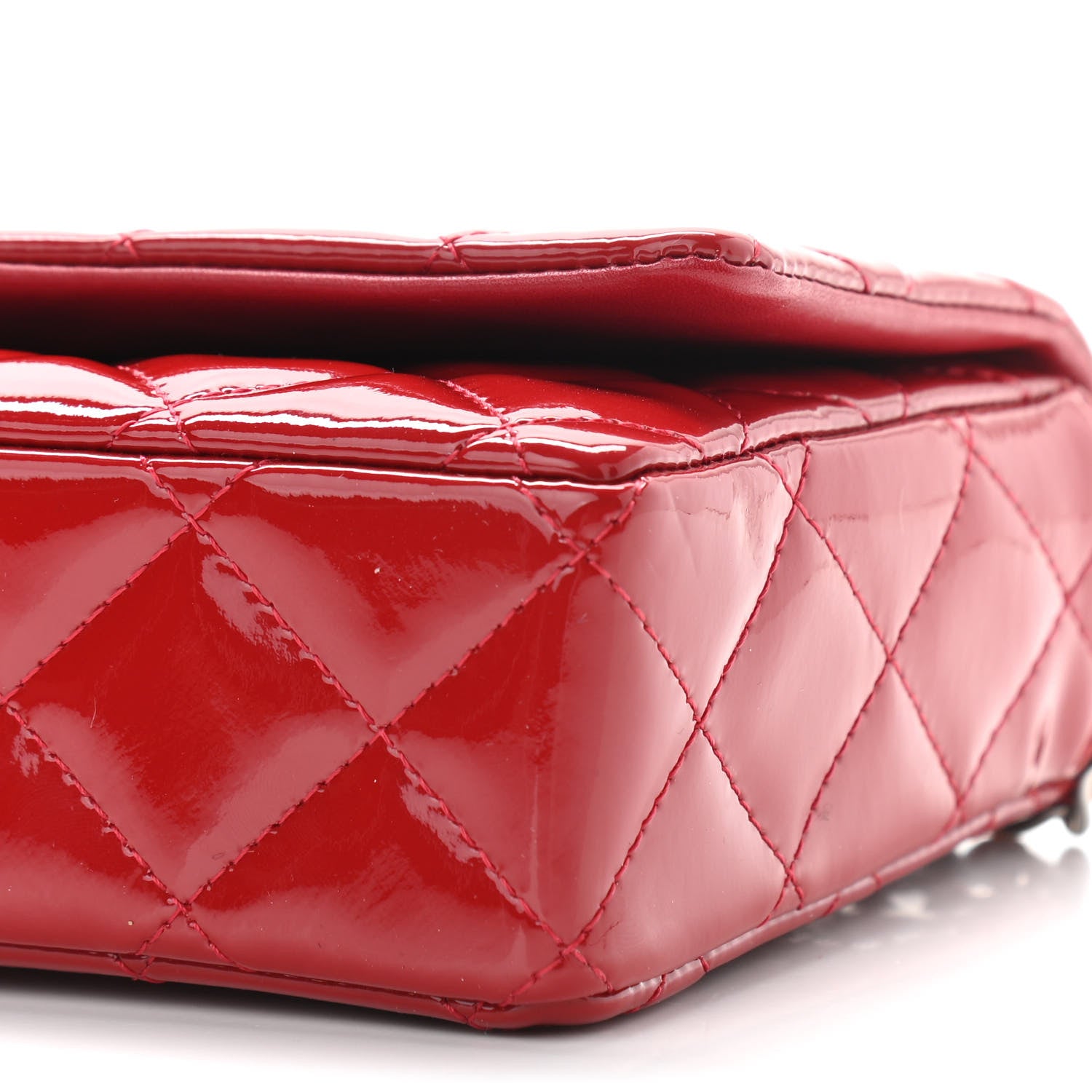 Chanel Patent Quilted Brilliant Wallet On Chain WOC Red 11 of 13