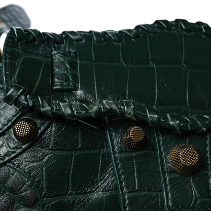 Balenciaga Extra Supple Calfskin Monochrome Crocodile Embossed Medium Le Cagole Shoulder Bag Forest Green 13 of 13