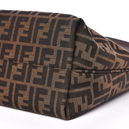Fendi Zucca Vitello Artic Small Clasp Top Hobo Bag Tobacco Castagna 8 of 10