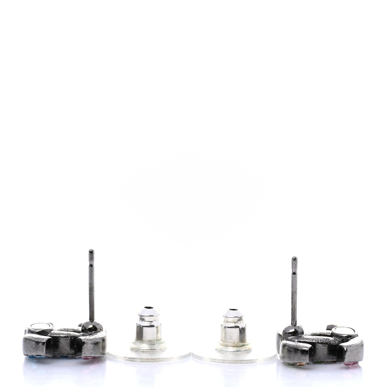 Chanel Ruthenium Crystal CC Earrings Multicolor 3 of 5