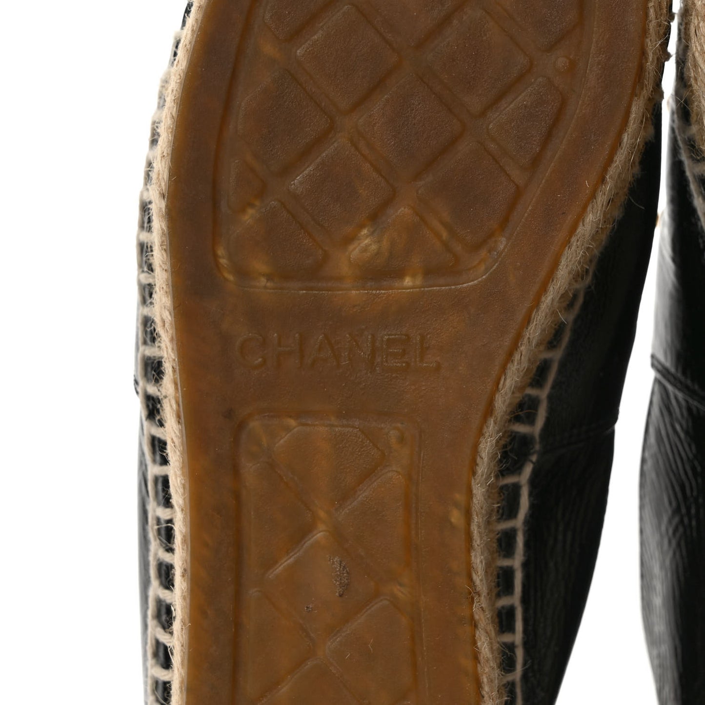 Patent Calfskin Crystal CC Espadrilles 36 Black