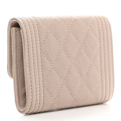 Chanel Caviar Quilted Boy Card Holder Wallet Beige 3 of 9