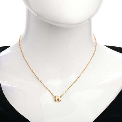 Hermes Lacquered Gold Mini Pop H Pendant Necklace White 2 of 5