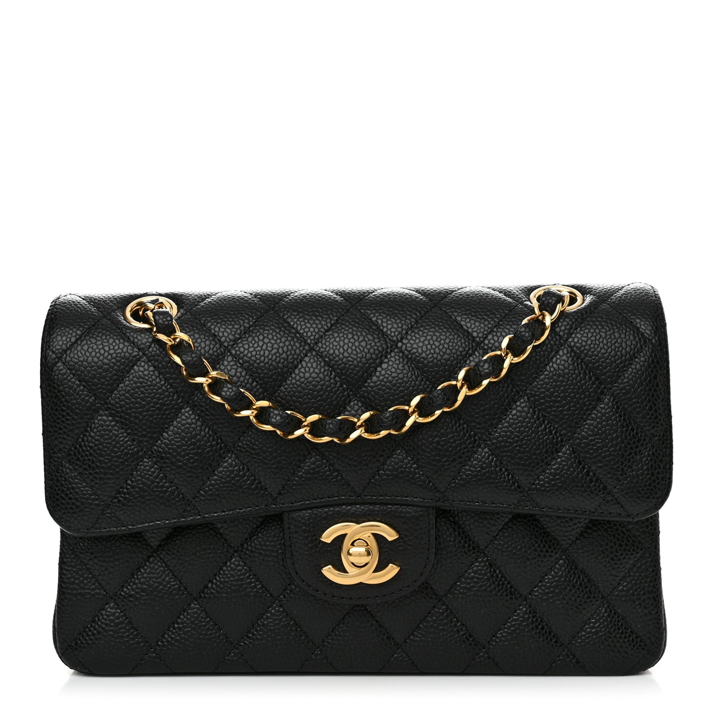 Caviar Quilted Small Double Flap Black