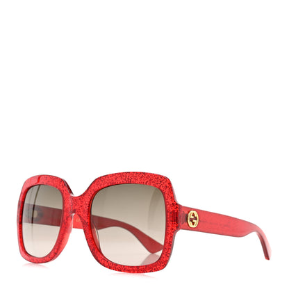 Gucci Acetate Square Frame Sunglasses GG0036S Glitter Red 1 of 8