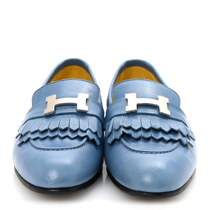 Hermes Goatskin Womens Royal Loafers 35 Bleu Faience 3 of 10