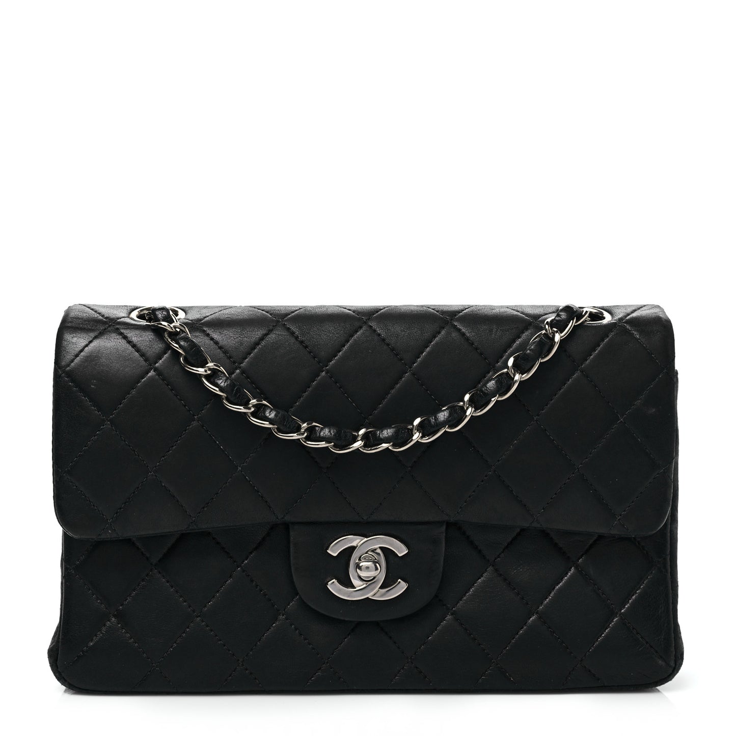 Lambskin Quilted Small Double Flap Black