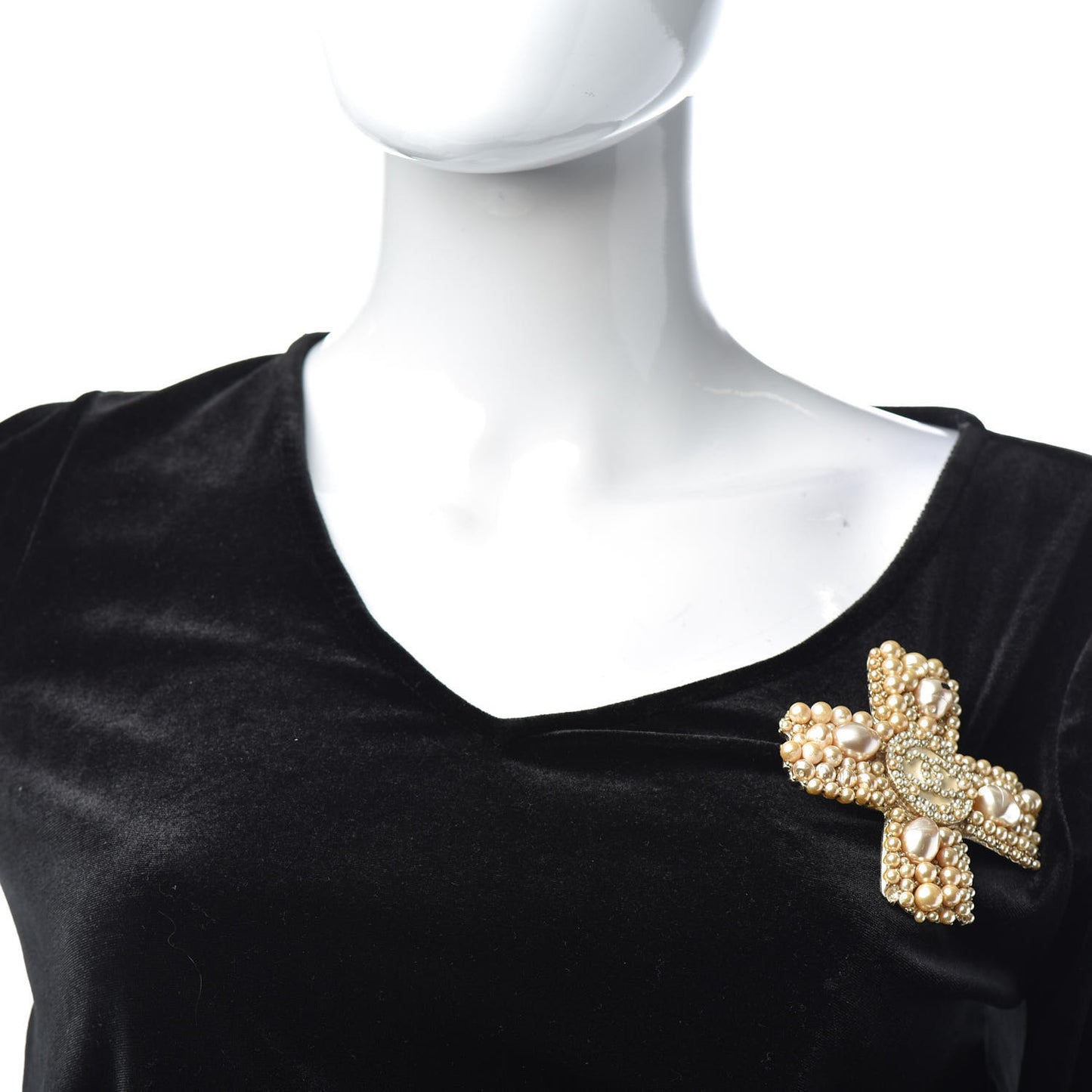 Pearl CC Cross Brooch Gold