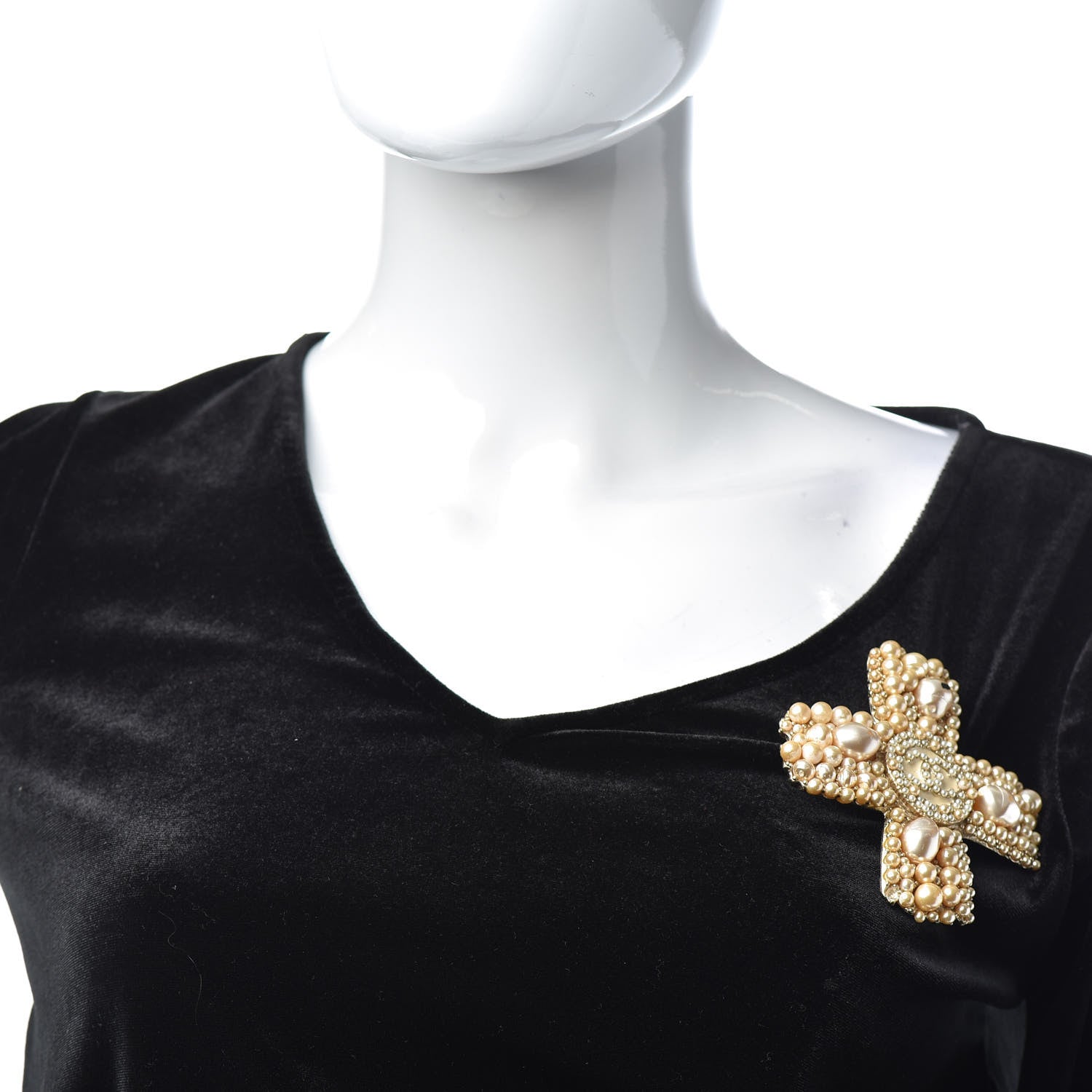 Chanel Pearl CC Cross Brooch Gold 2 of 6