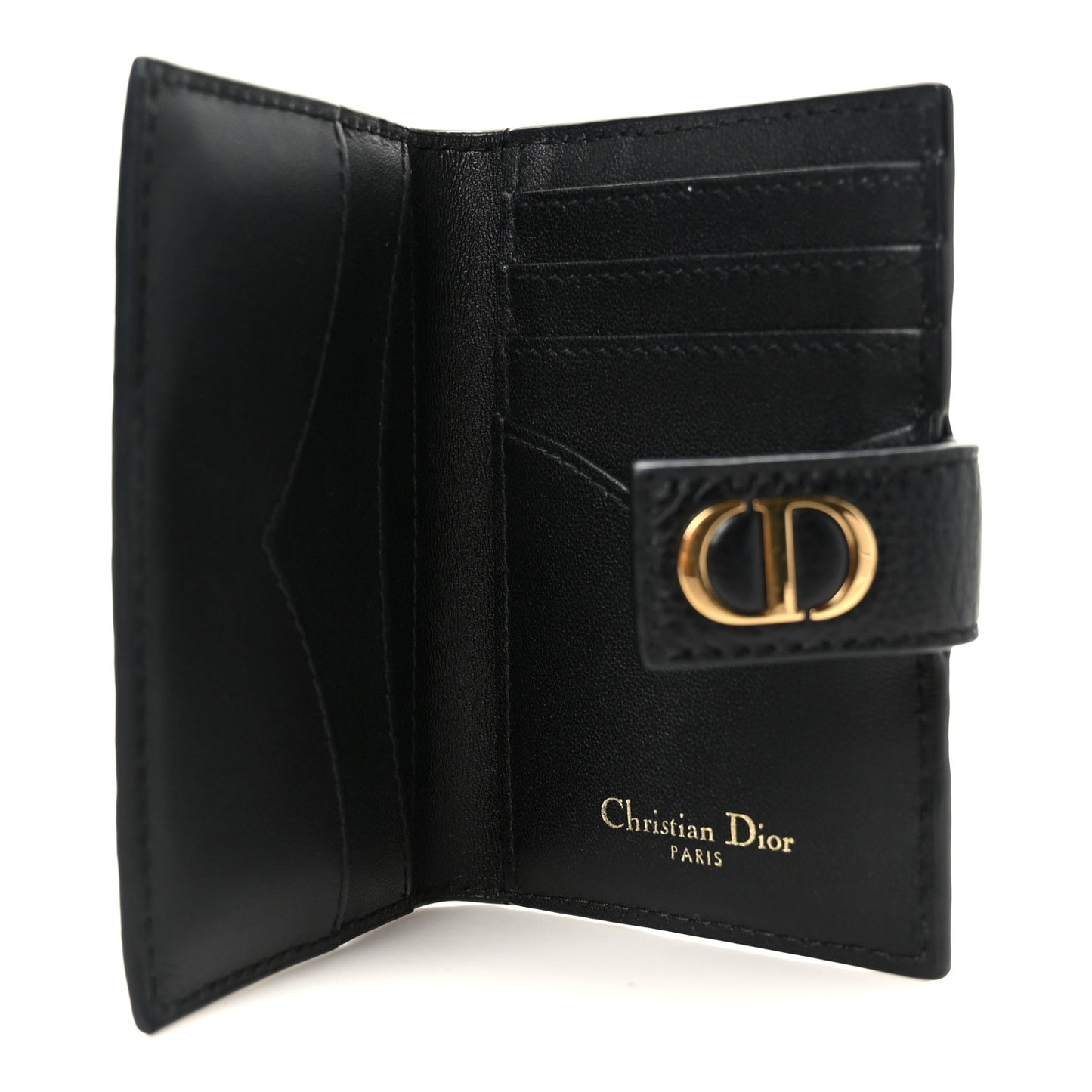 Supple Calfskin Cannage Caro Dandelion Card Holder Black