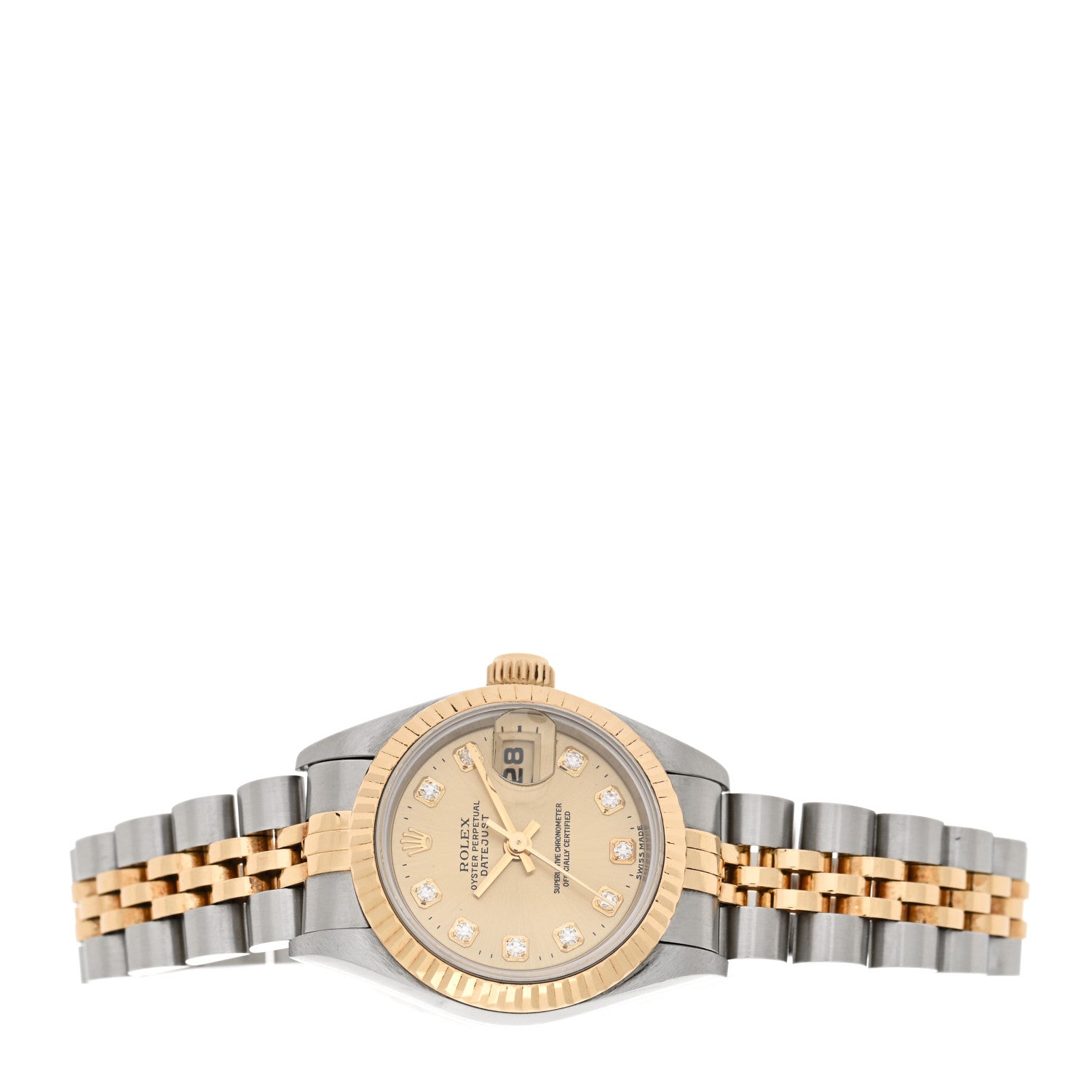 Rolex Stainless Steel 18K Yellow Gold Diamond 26mm Oyster Perpetual Datejust Watch Champagne 69173 2 of 5