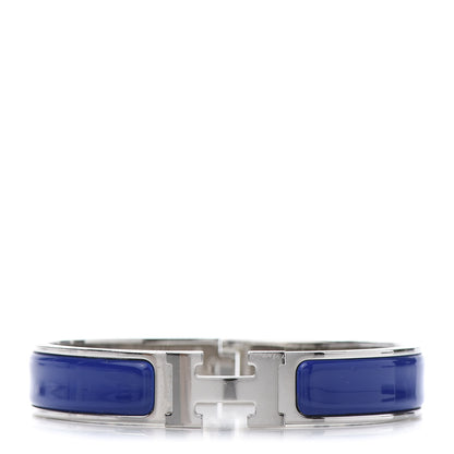 Hermes Narrow Enamel Clic Clac H Bracelet PM Blue Electrique 1 of 4