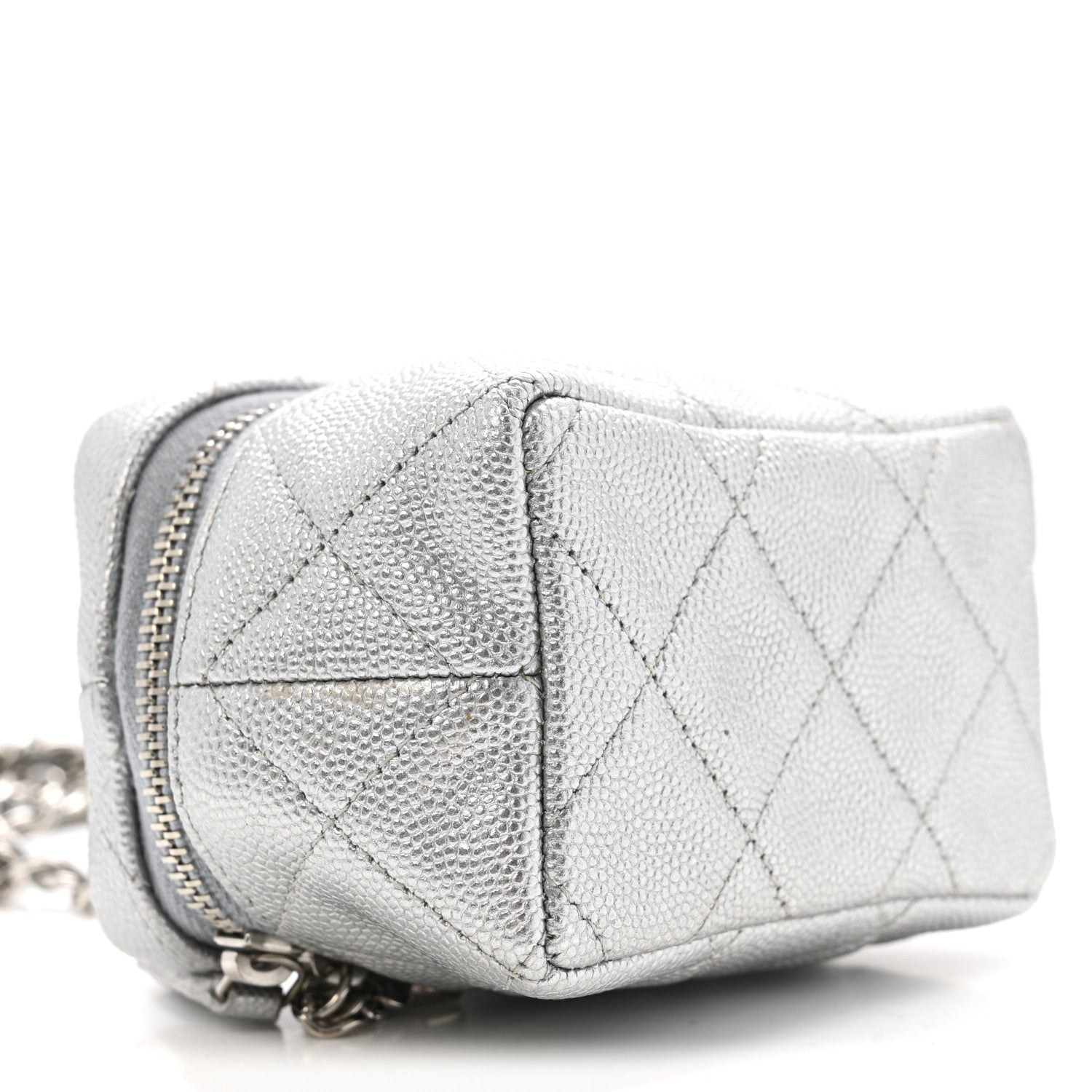 Chanel Metallic Caviar Quilted Mini Top Handle Vanity With Chain Silver 9 of 13