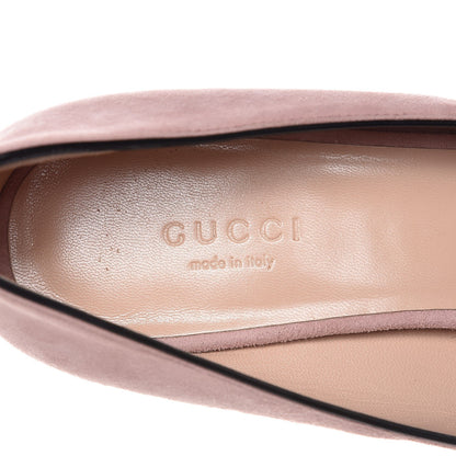 Gucci Kid Scamosciato GG Marmont Fringe 50mm Loafer Pumps 37 Crystal Pink 7 of 9