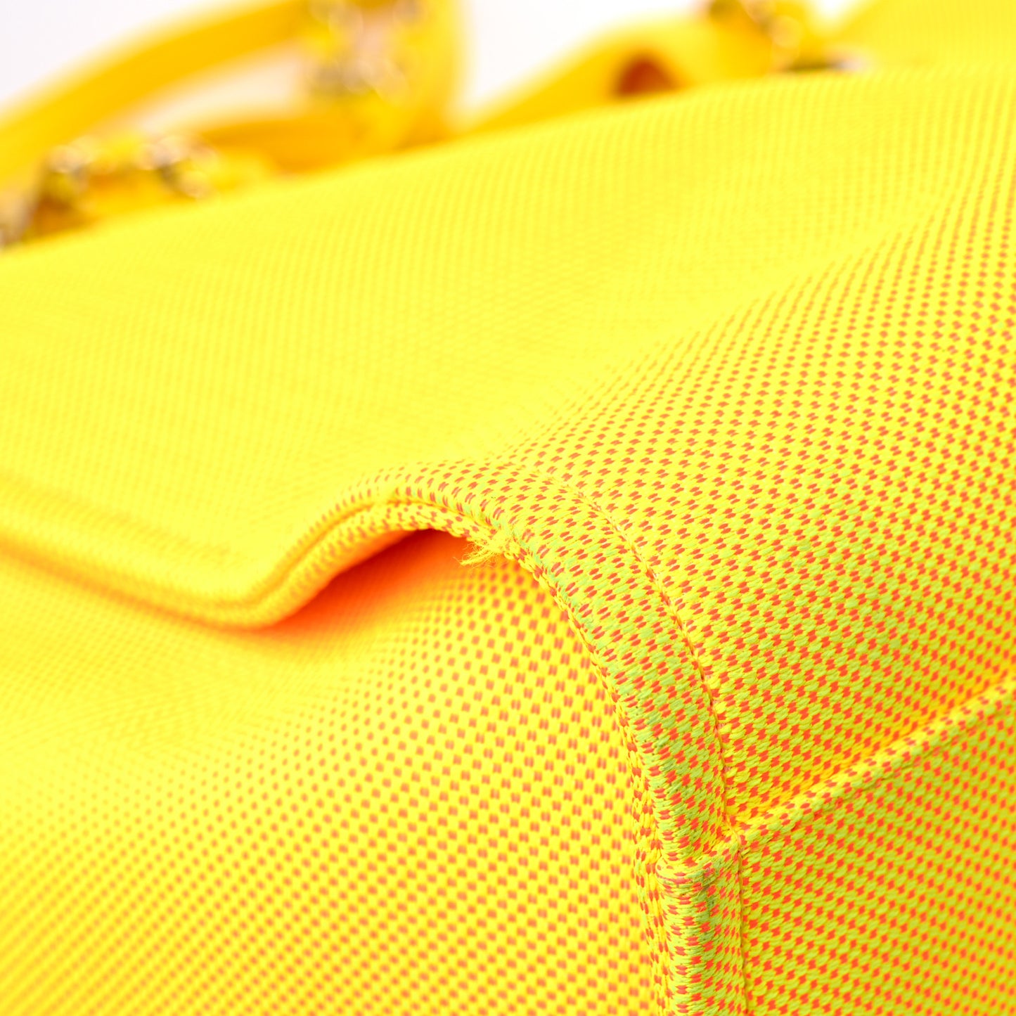 Mixed Fibers Calfskin Deauville Medium Tote Yellow Orange