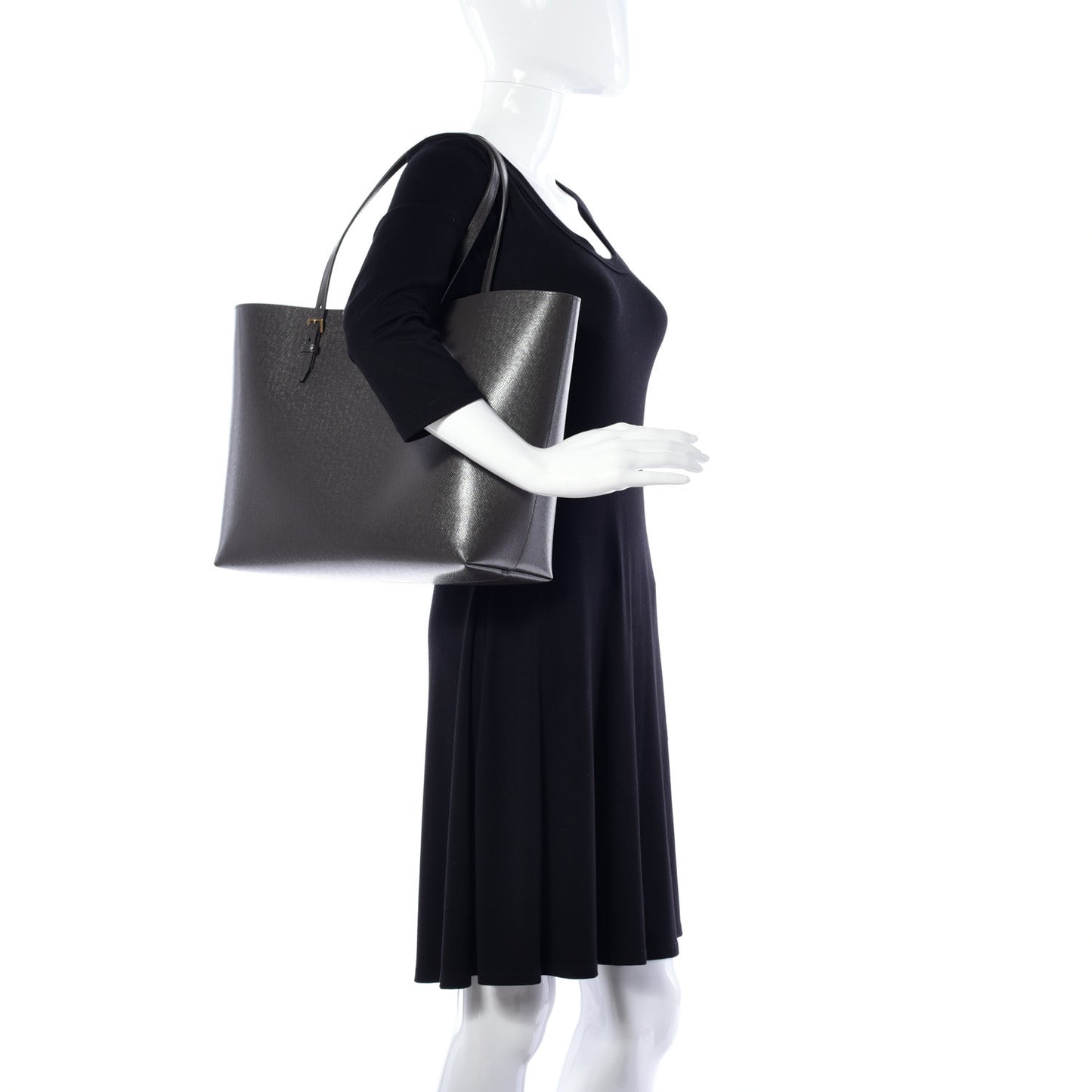 Calfskin Large Shopping Tote Pebble