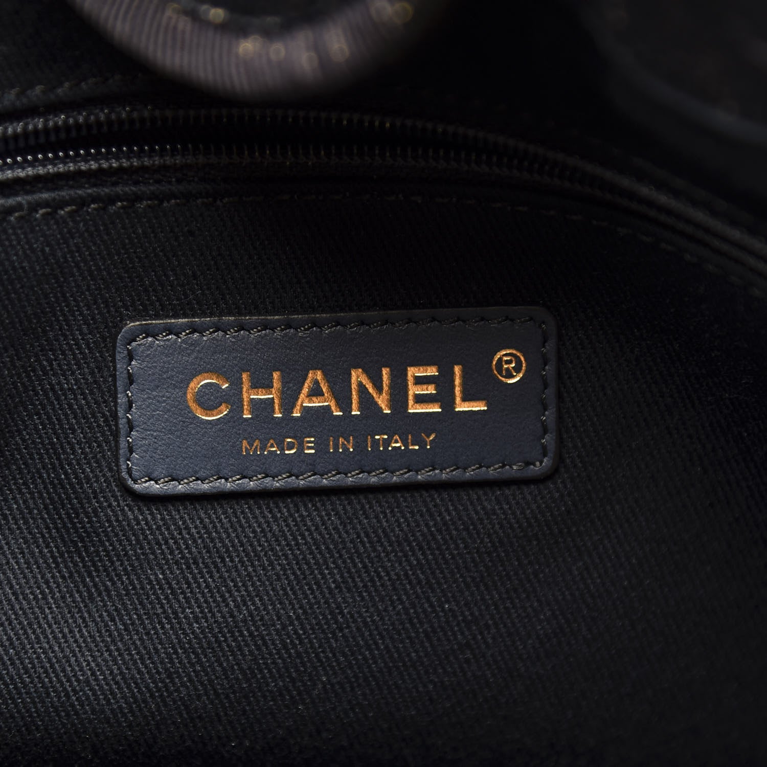 Chanel Lurex Canvas Small Deauville Tote Navy Blue Gold 5 of 11
