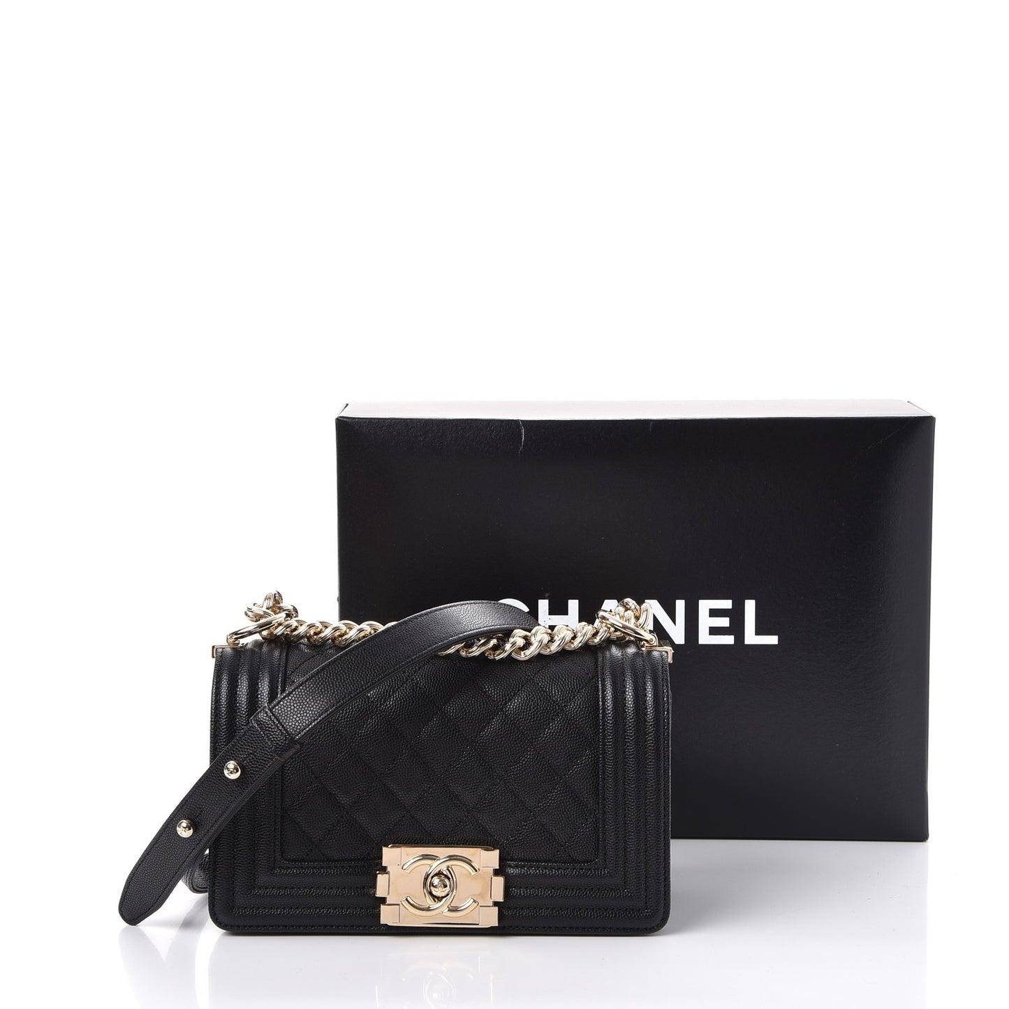 Caviar Quilted Small Boy Flap Black