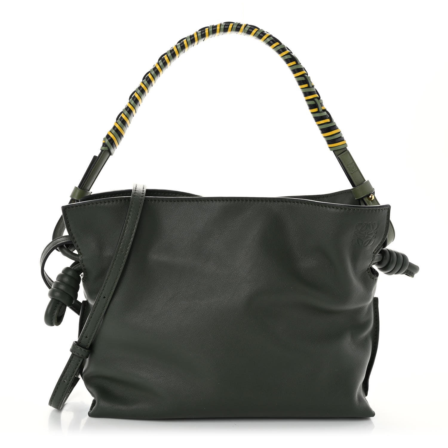 Loewe Calfskin Mini Flamenco Knot Short Strap Clutch Khaki 1 of 9