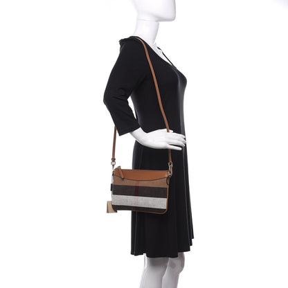 Burberry Mega Check Peyton Crossbody Clutch Bag Saddle Brown 2 of 10