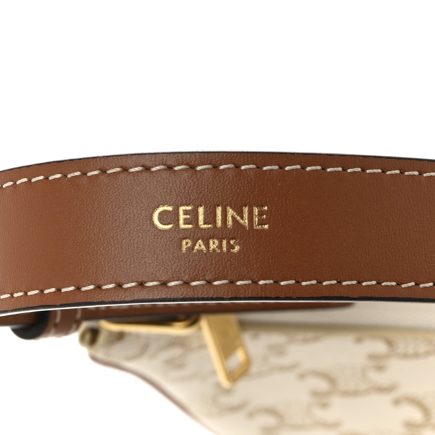 Celine Canvas Calfskin Ava Triomphe Shoulder Bag White 6 of 11