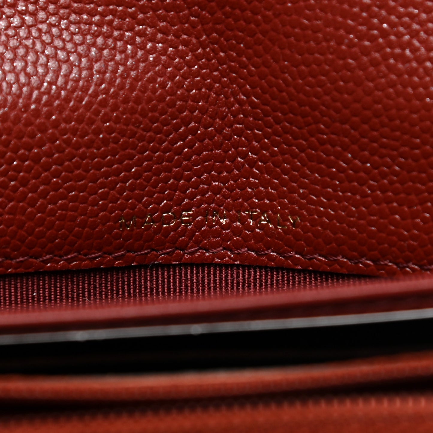 Iridescent Caviar Quilted Medium Flap Wallet Burgundy