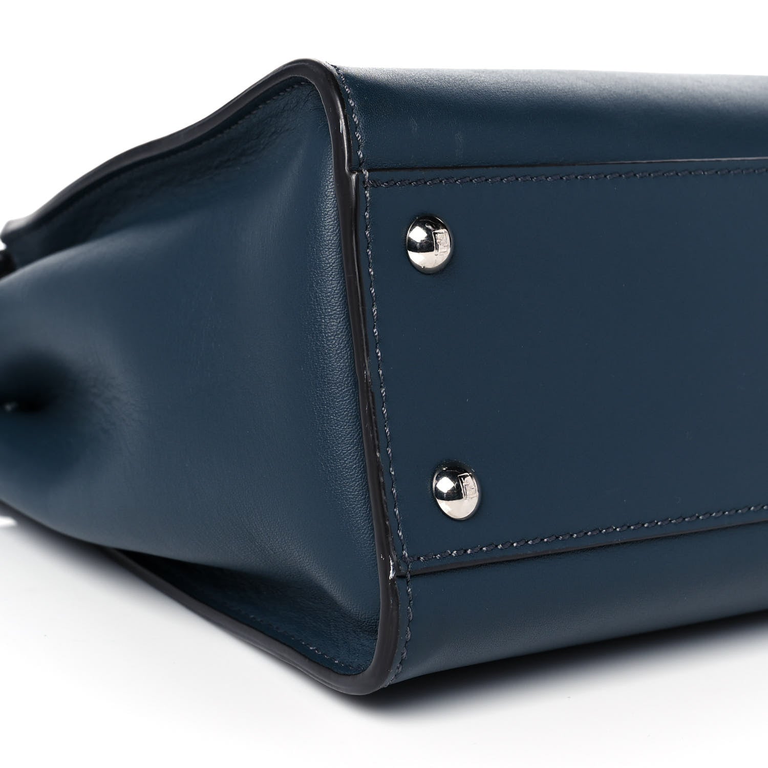 Fendi Vitello Seta Shiny Nappa Elaphe Medium Peekaboo Iconic Satchel Notturno Natural 7 of 8