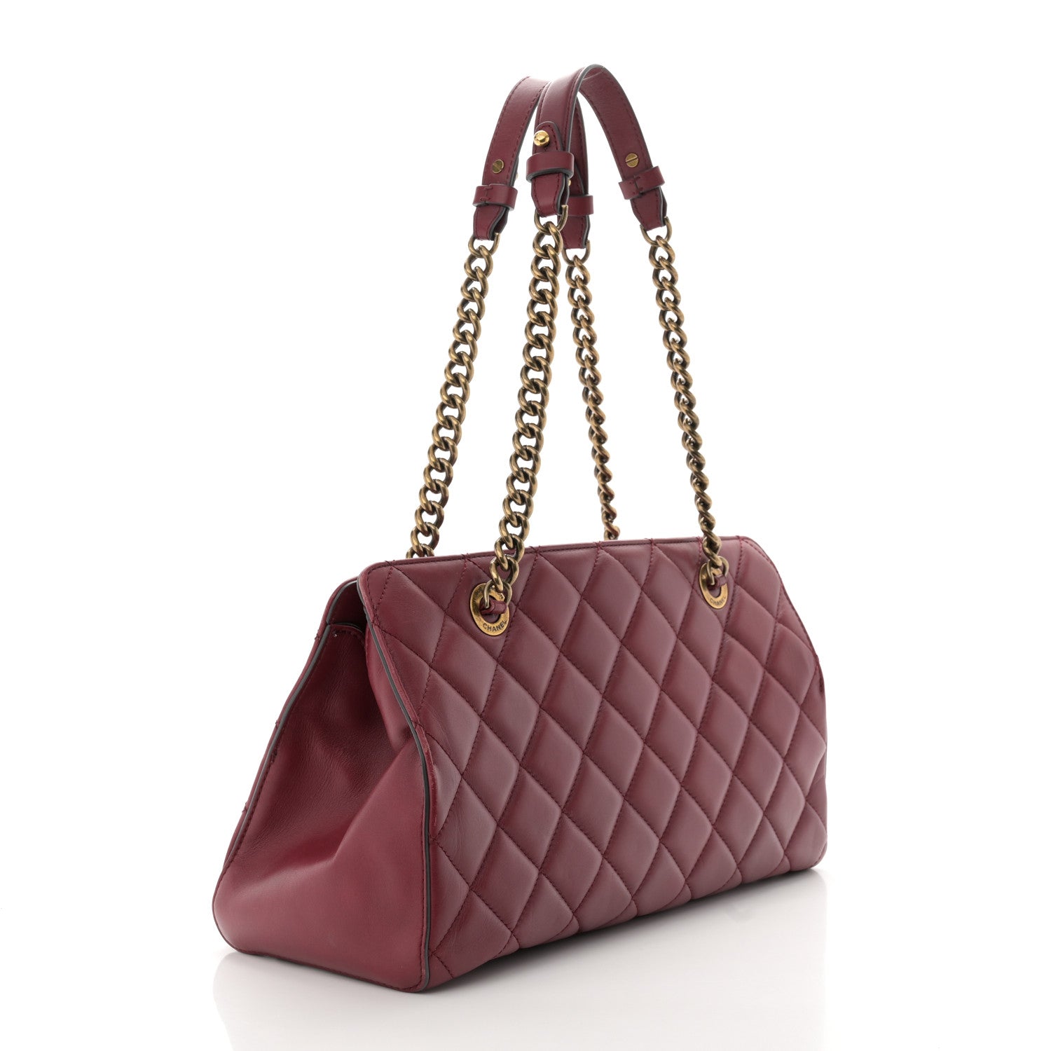 Chanel Calfskin Quilted Small Perfect Edge Tote Burgundy 3 of 14