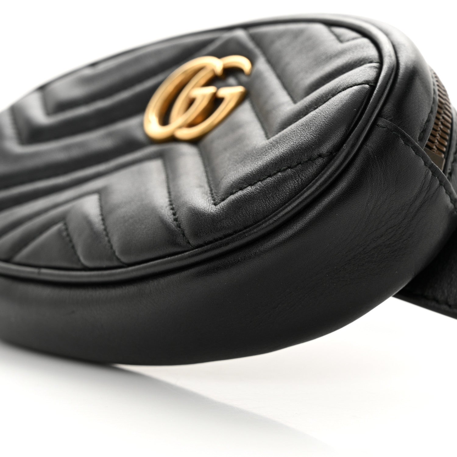 Gucci Calfskin Matelasse GG Marmont Belt Bag 85 34 Black 10 of 14