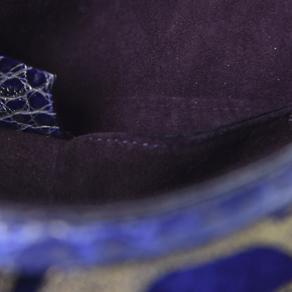 Gucci Velvet Calfskin Crocodile Embossed Limited Edition Tom Ford Jeweled Dragon Bag Purple Gold 9 of 10