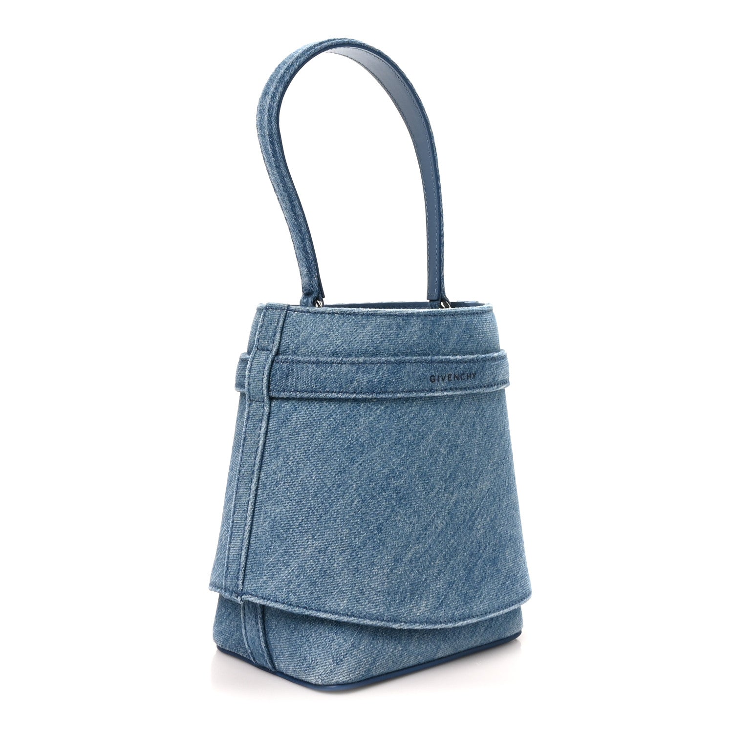 Givenchy Denim Shark Lock Bucket Bag Medium Blue 3 of 9